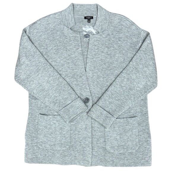 NWT Women's TALBOTS Lamb’s Wool Blazer Cardigan‎ in Charcoal- Size Lp - Picture 2 of 8
